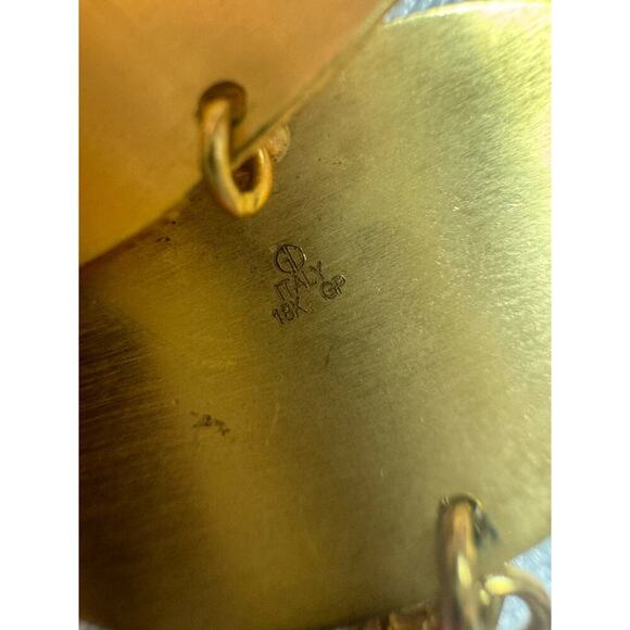 Italy 18K GP Signed Link Bracelet Vintage Gilt Metal Carved and Textured - Picture 5 of 5